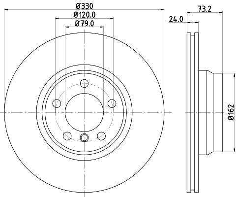 HELLA Brake Disc - 55420PRO_HC - for e.g. BMW 8DD355129-651