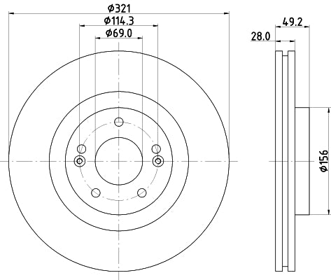 HELLA Brake Disc - 55429PRO - for e.g. HYUNDAI / KIA 8DD355131-351