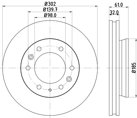 HELLA Brake Disc - 55534PRO - for e.g. FORD / MAZDA 8DD355119-211