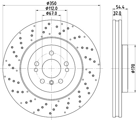 HELLA Brake Disc - 55544PRO_HC - for e.g. MERCEDES-BENZ 8DD355122-541
