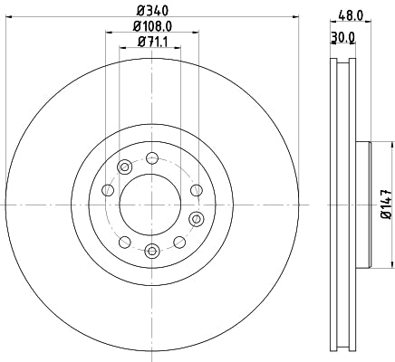 HELLA Brake Disc - 55560PRO - for e.g. CITROEN / PEUGEOT 8DD355119-651