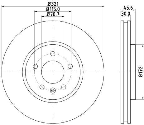 HELLA Brake Disc - 55568PRO_HC - for e.g. BUICK / HOLDEN / OPEL / VAUXHALL 8DD355129-691