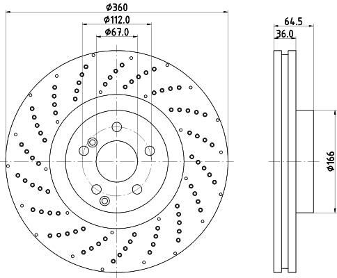 HELLA Brake Disc - 55603PRO_HC - for e.g. BRABUS / MERCEDES-BENZ 8DD355125-361