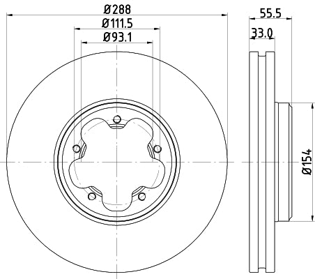 HELLA Brake Disc - 55606 - for e.g. FORD 8DD355120-111
