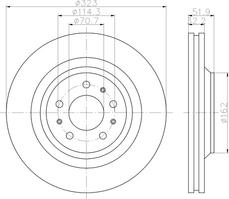 HELLA Brake Disc - 55611PRO - for e.g. CADILLAC 8DD355120-251