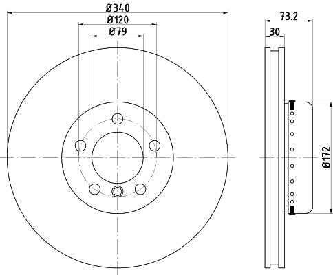 HELLA Brake Disc - 65144PRO_HC - for e.g. BMW 8DD355120-811