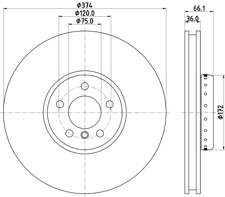 HELLA Brake Disc - 65133PRO_HC - for e.g. ALPINA / BMW 8DD355120-701