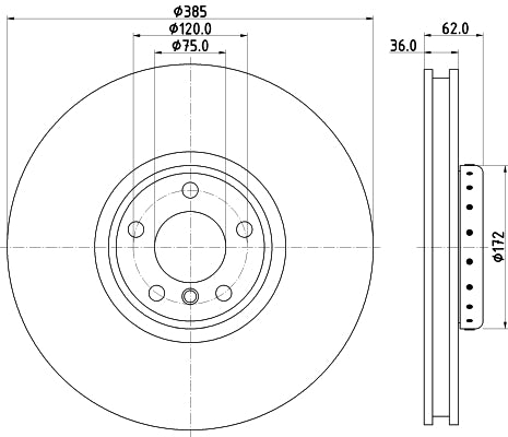 HELLA Brake Disc - 65135PRO_HC - for e.g. BMW 8DD355120-721