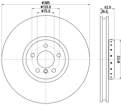 HELLA Brake Disc - 65136PRO_HC - for e.g. BMW 8DD355120-731
