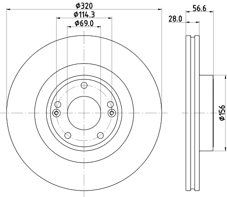 HELLA Brake Disc - 55728PRO - for e.g. HYUNDAI 8DD355122-461