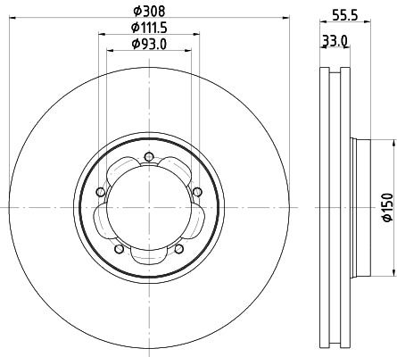 HELLA Brake Disc - 55730PRO - for e.g. FORD 8DD355123-131