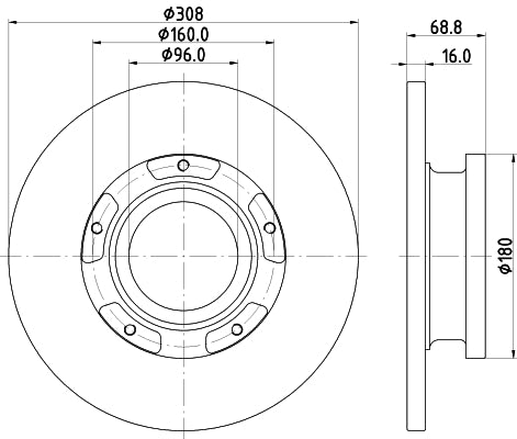 HELLA Brake Disc - 55739PRO - for e.g. FORD 8DD355122-761