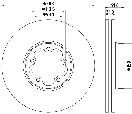 HELLA Brake Disc - 55743PRO - for e.g. FORD 8DD355122-801