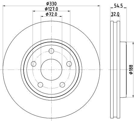 HELLA Brake Disc - 55748PRO - for e.g. DODGE / JEEP 8DD355122-681