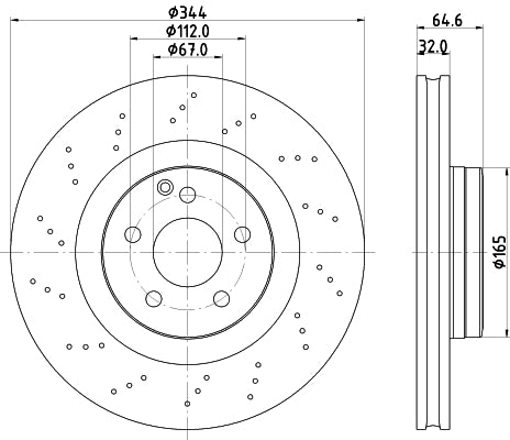 HELLA Brake Disc - 55776PRO_HC - for e.g. MERCEDES-BENZ SLK (R172) 250 (172.447) 8DD355122-891