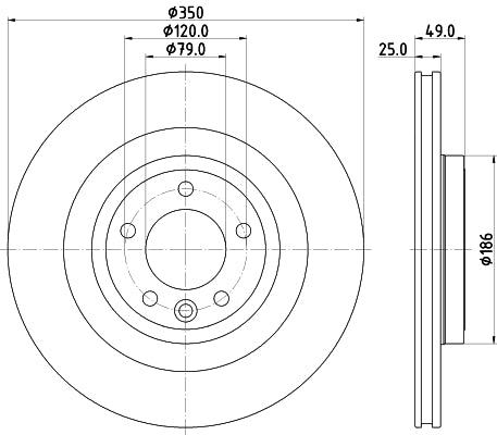 HELLA Brake Disc - 55784PRO - for e.g. LAND ROVER 8DD355123-091