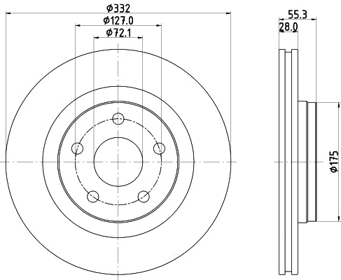 HELLA Brake Disc - 55788PRO - for e.g. JEEP 8DD355123-141