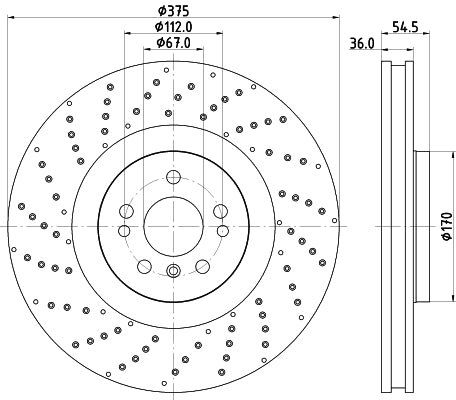 HELLA Brake Disc - 55798PRO_HC - for e.g. MERCEDES-BENZ 8DD355125-041