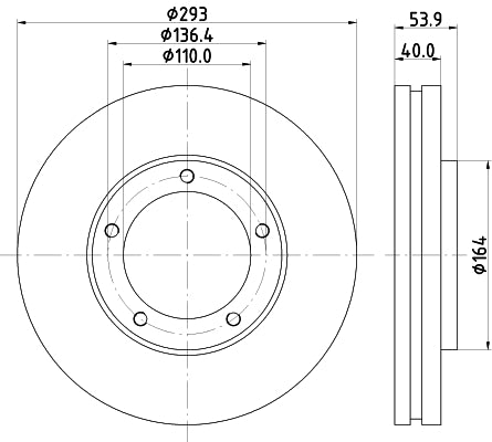 HELLA Brake Disc - 55817PRO - for e.g. MITSUBISHI 8DD355125-111