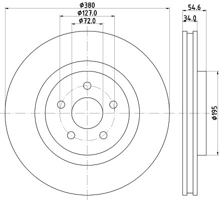 HELLA Brake Disc - 55819PRO_HC - for e.g. JEEP 8DD355125-131
