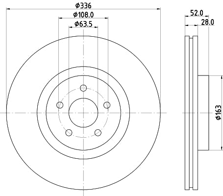 HELLA Brake Disc - 55823PRO_HC - for e.g. FORD 8DD355125-221