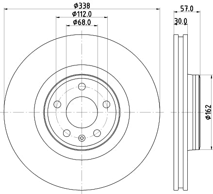 HELLA Brake Disc - 55826PRO_HC - for e.g. AUDI 8DD355125-171
