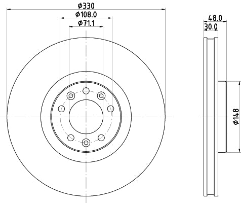 HELLA Brake Disc - 55834PRO - for e.g. PEUGEOT 8DD355125-331