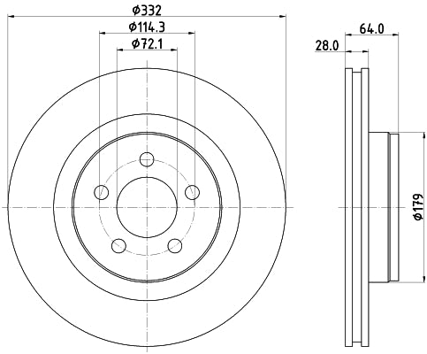 HELLA Brake Disc - 55873PRO - for e.g. DODGE / JEEP 8DD355125-441