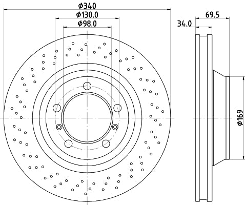 HELLA Brake Disc - 55878PRO_HC - for e.g. PORSCHE 8DD355126-921