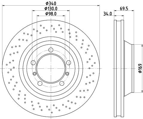 HELLA Brake Disc - 55879PRO_HC - for e.g. PORSCHE 8DD355126-931