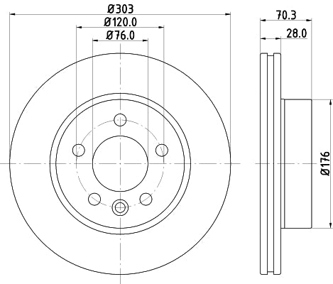 HELLA Brake Disc - 55884PRO - for e.g. MAN / VOLKSWAGEN 8DD355125-561