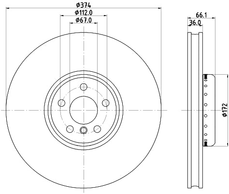 HELLA Brake Disc - 65180PRO_HC - for e.g. BMW 8DD355126-461