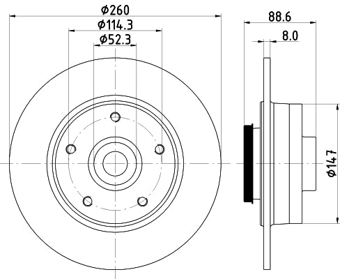 HELLA Brake Disc - 55910PRO - for e.g. RENAULT 8DD355126-481