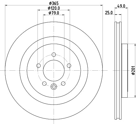 HELLA Brake Disc - 55930PRO - for e.g. LAND ROVER 8DD355126-641