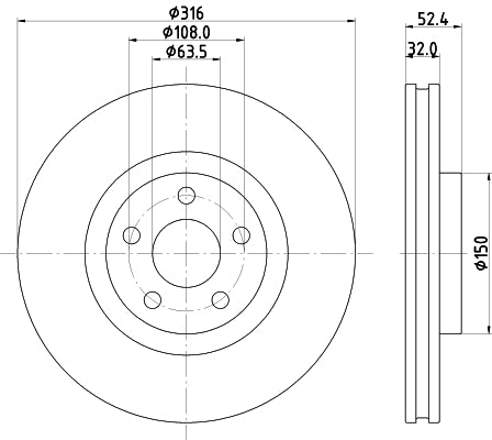 HELLA Brake Disc - 55936PRO - for e.g. FORD / LINCOLN 8DD355126-701