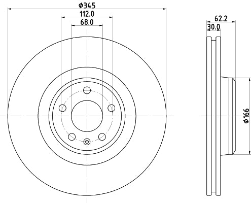HELLA Brake Disc - 55943PRO_HC - for e.g. AUDI 8DD355126-861