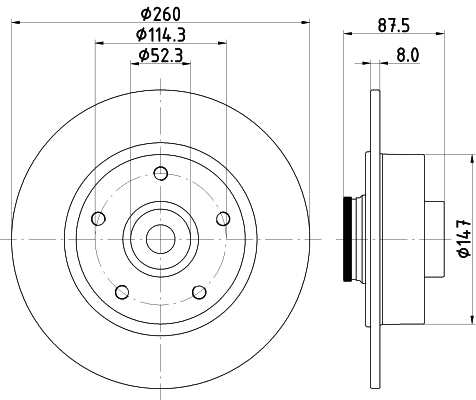 HELLA Brake Disc - 55952PRO - for e.g. RENAULT 8DD355129-871