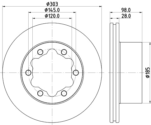 HELLA Brake Disc - 55953PRO - for e.g. MAN / VOLKSWAGEN 8DD355129-991