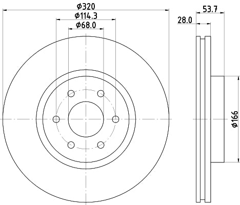 HELLA Brake Disc - 55965PRO_HC - for e.g. MERCEDES-BENZ 8DD355131-401