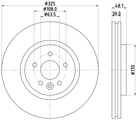 HELLA Brake Disc - 56005PRO_HC - for e.g. JAGUAR / LAND ROVER 8DD355133-841