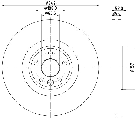 HELLA Brake Disc - 56018PRO_HC - for e.g. LAND ROVER 8DD355131-961