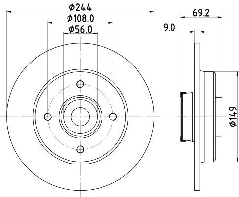 HELLA Brake Disc - 56054PRO - for e.g. CITROEN / OPEL / PEUGEOT / VAUXHALL 8DD355132-161