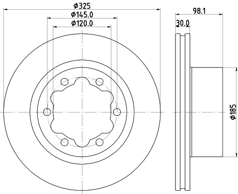HELLA Brake Disc - 56058PRO - for e.g. MAN / VOLKSWAGEN 8DD355132-201