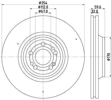 HELLA Brake Disc - 56060PRO_HC - for e.g. MERCEDES-BENZ 8DD355132-221