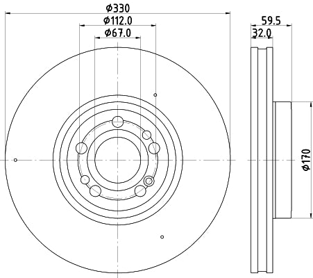 HELLA Brake Disc - 56071PRO_HC - for e.g. MERCEDES-BENZ 8DD355132-331