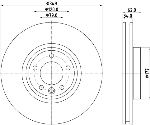 HELLA Brake Disc - 56076PRO_HC - for e.g. LAND ROVER 8DD355132-551