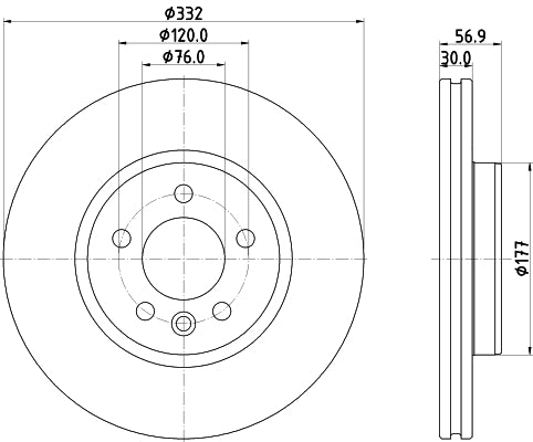 HELLA Brake Disc - 56077PRO_HC - for e.g. VOLKSWAGEN 8DD355132-561