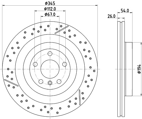 HELLA Brake Disc - 56079PRO_HC - for e.g. MERCEDES-BENZ 8DD355132-461