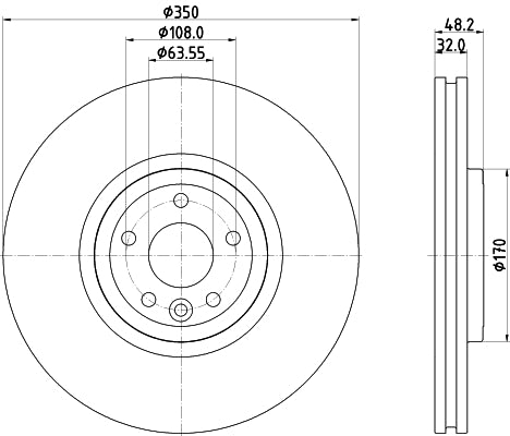 HELLA Brake Disc - 56082PRO_HC - for e.g. JAGUAR 8DD355132-481