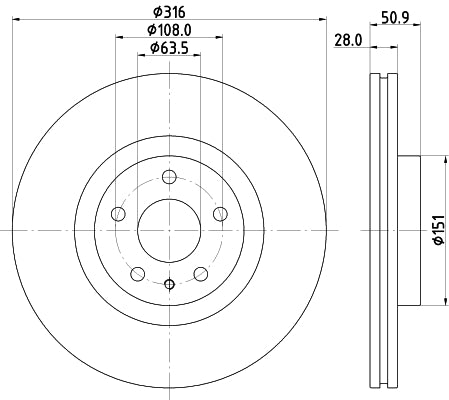 HELLA Brake Disc - 56096PRO - for e.g. FORD 8DD355132-421